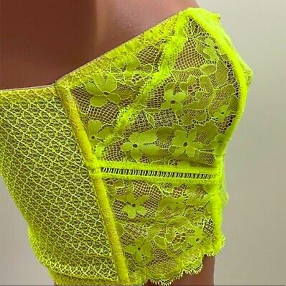 ⭐️NEW! Victoria's Secret Dream Angels Lace Bustier Corset Bra  Neon NWT - Picture 4 of 7